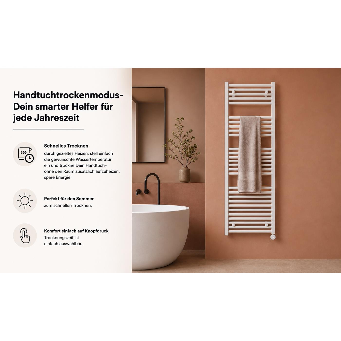 ANA-TIME Handtuchtrockenmodus zum gezielten Trocknen und Erwärmen von Handtüchern