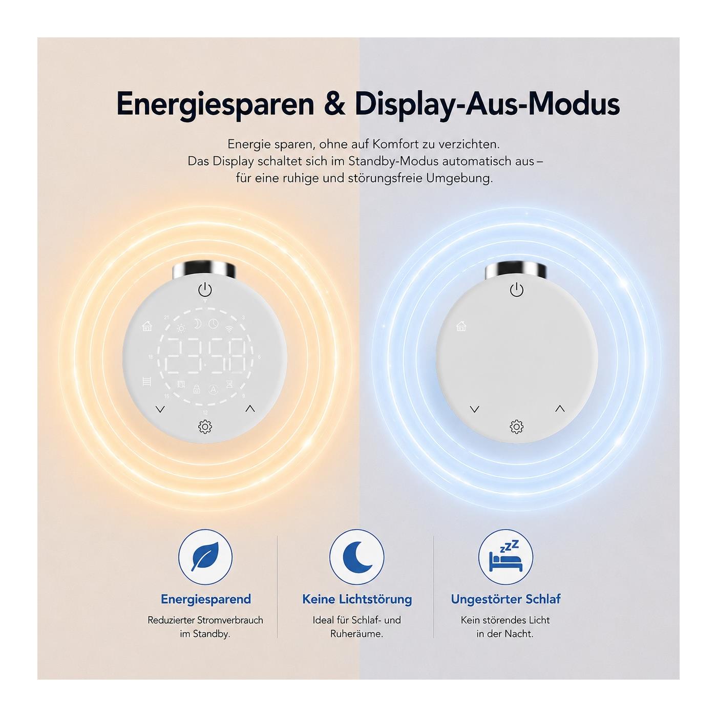 ANA-TIME energiesparender Display Aus Modus für Schlafräume und störungsfreie Umgebung