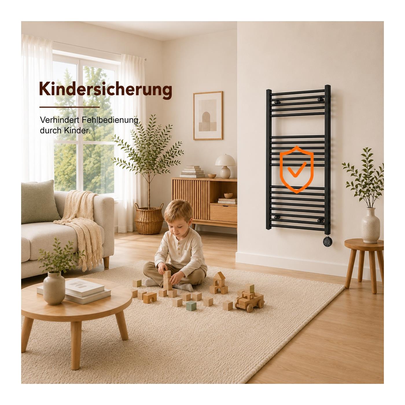 Kindersicherung beim elektrischen ANA-TIME Badheizkörper