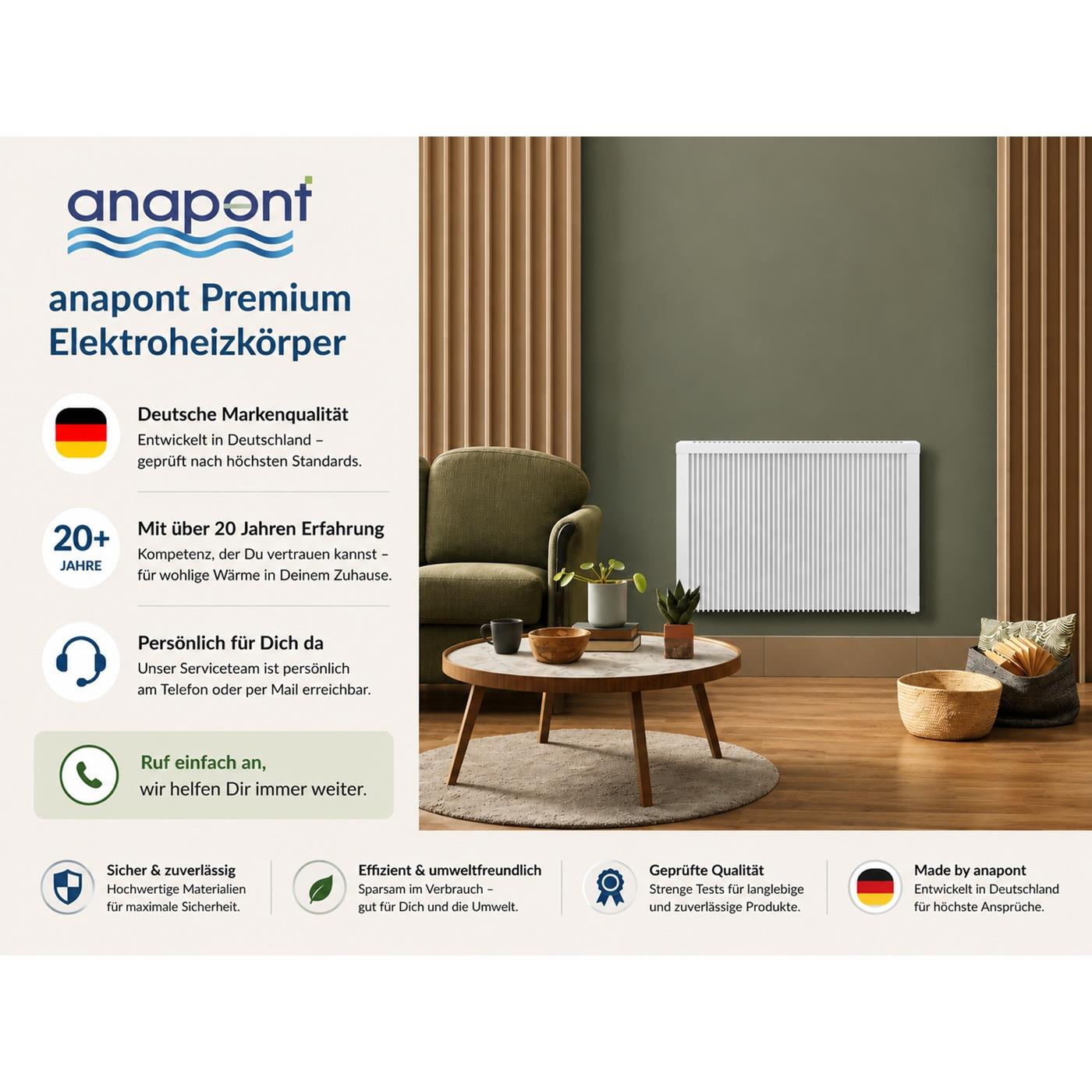 Elektrische Anapont Heizung nach Öko-Design-Richtlinie mit Wärmespeichersteinen und gleichmäßiger Wärmeabgabe