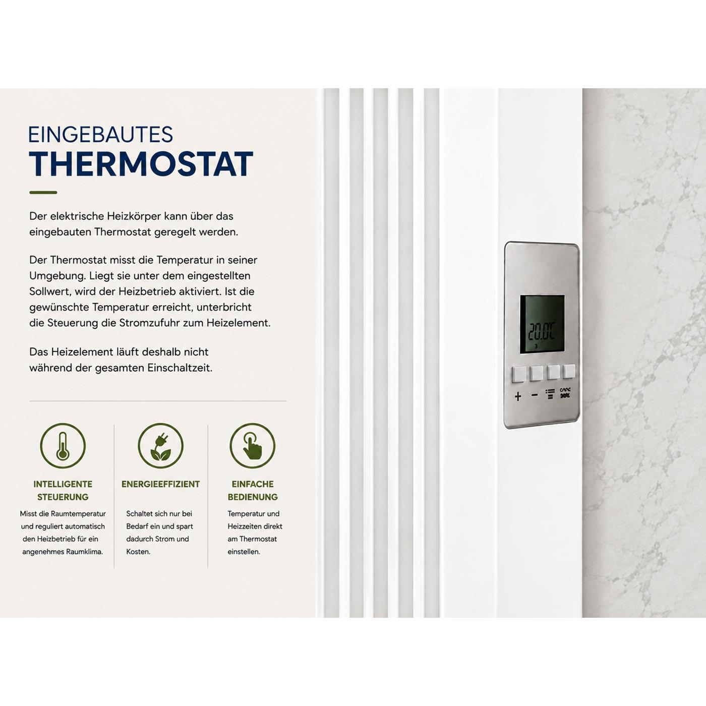 Integrierter Thermostat eines elektrischen Anapont Heizkörpers