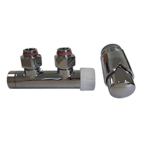 Mittelanschluss Edelamatur chrom Eckform Vorlauf links