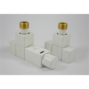 Square Thermostatventil Set Eckform, Weiß Square Thermostatventil Set Eckform, Weiß
