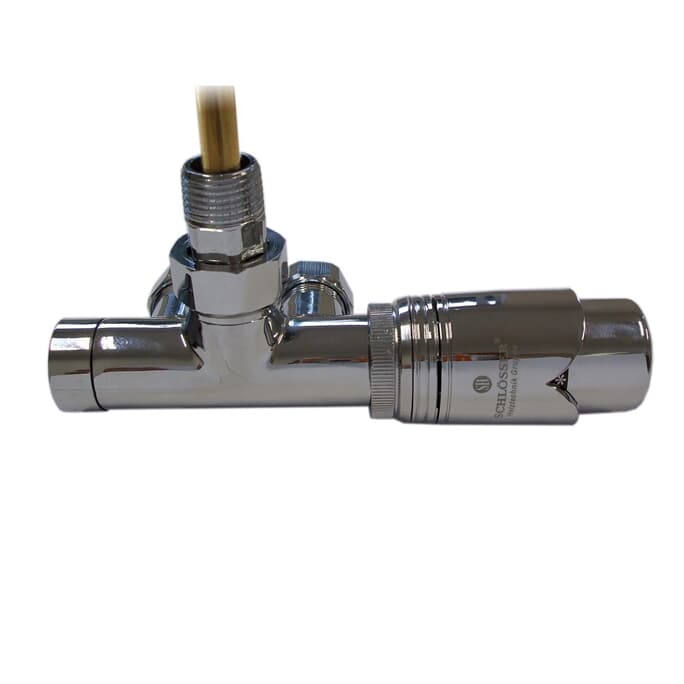 Lanzenventil für Badheizkörper chrom Eckform links