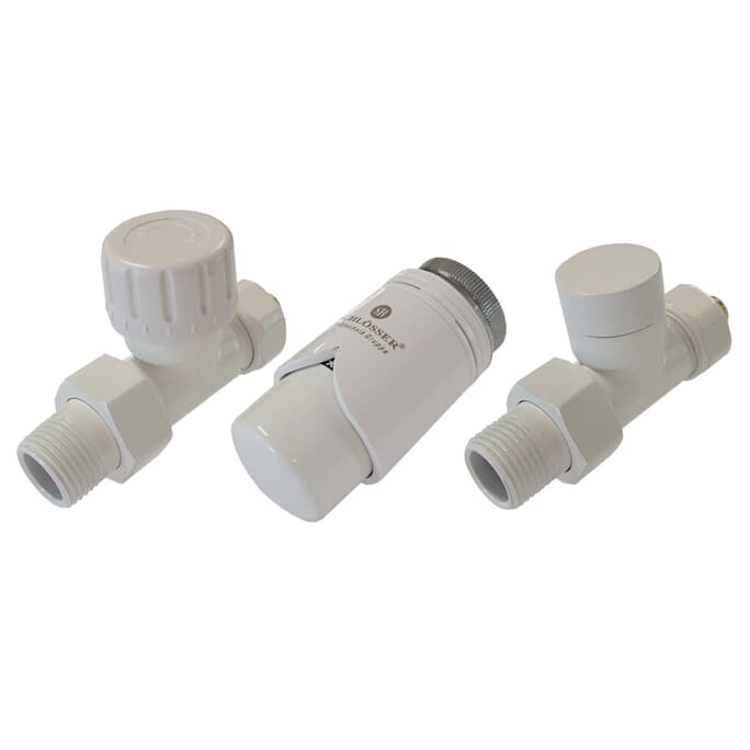 Elegant Thermostatventil Set Durchgangsform Weiß Elegant Thermostatventil Set Durchgangsform Weiß