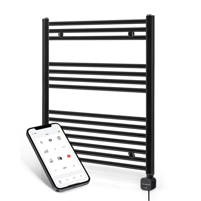 elek. Handtuchheizkörper 775h x 600b schwarz gerade smart/Wifi