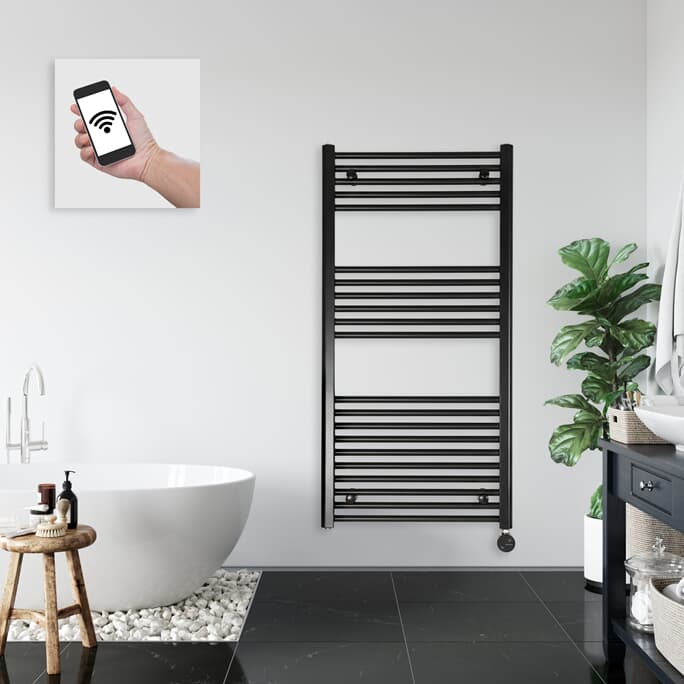 elektrischer Handtuchheizkörper BH515E 1175h x 600b schwarz gerade