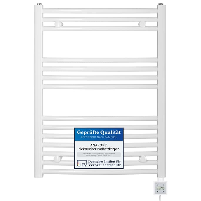 elektrischer Handtuchheizkörper BH214e 775h x 600b weiss gebogen elektrischer Handtuchheizkörper BH214e 775h x 600b weiss gebogen